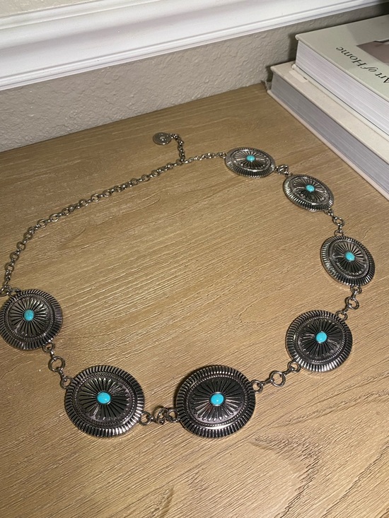 Forever 21 Accessories - Silver Tone Turquoise Oval Cowgirl Concho Chain Belt